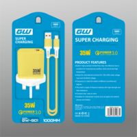 Chargeur mural USB 35W avec prise UK, QC3.0, chargeur rapide pour téléphone portable avec câble Type C, adaptateur secteur USB 35W à charge rapide