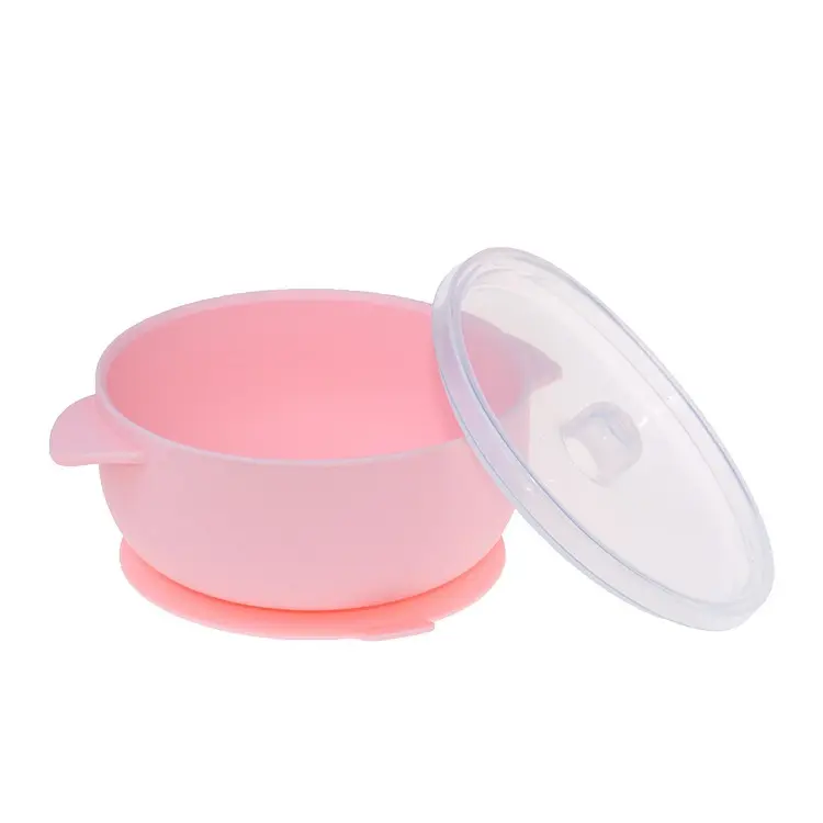 Hot Selling Kids Silicone Cutlery Drop Resistant Snack Tray with Lid Portable Bowl Food Grade BPA Free