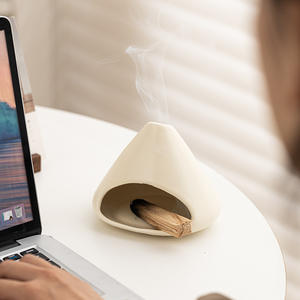 Palo Santo Holder Mini bol d'encens en céramique avec cheminée Brûleur d'encens en bois sacré et diffuseur d'aromathérapie Sage Cheminée <span class=keywords><strong>Cône</strong></span> - Product Image 4