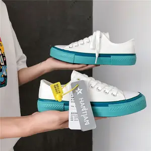 Sh10165a kolej kanvas ayakkabılar güzel renk sıcak satış beyaz sneakers kore düz ayakkabı