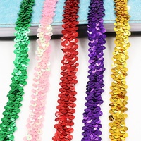 Fourniture directe écologique 2 rangées de paillettes élastiques perlées dentelle Costume de danse Performance ruban motif animal