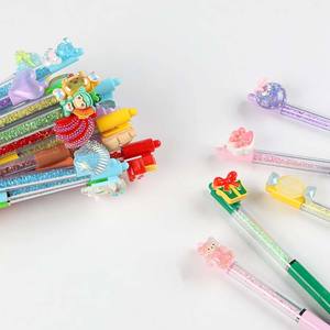 Stylo à bille O&Q Mix en gros, mode, paillettes, plastique, dessin animé, design mignon, cadeau, logo personnalisé, bleu/noir, 0,7 mm, école, 16 cm, kawaii - Product Image 5