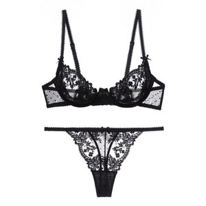 Women's Black Lace Bra and Thong <b>Set</b> Ultra-thin See Through <b>Sexy</b> Bra <b>Set</b> French Intimates Comfortable Lingerie <b>Set</b> for Women - Product Image 1