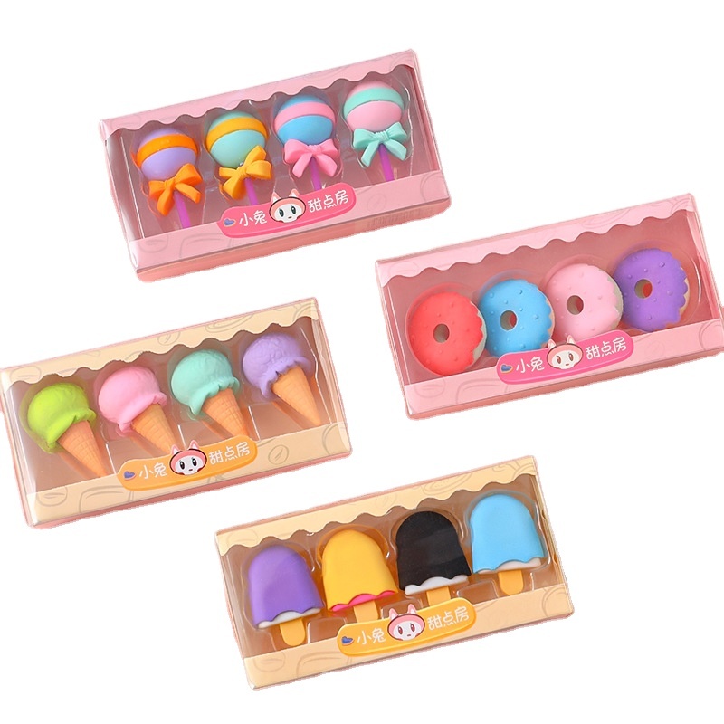 Children's creative simulation eraser students cute boxed eraser dessert styling pencil eraser stationery gifts