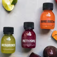 60cc 60ml Mini récipient de boisson Bouteilles de jus de jus en plastique PET avec couvercle inviolable