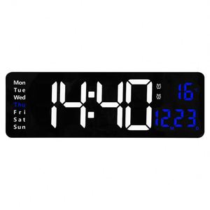 Horloge murale numérique LED nordique de 16 pouces, grand écran simple pour salon, affichage fonctionnel, horloge numérique - Product Image 4
