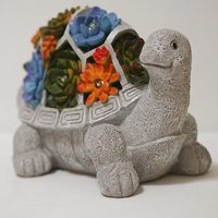 Statue de tortue de jardin solaire avec succulentes et 7 lumières LED décor de pelouse de tortue extérieure pour ornement de cadeau de cour de balcon de patio