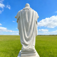 Statue de Jésus aux mains ouvertes en marbre naturel, style européen traditionnel, pour décoration d'église, de jardin ou d'intérieur, durable et faite à la main.