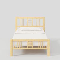 Combohome Nipe 75x38x37in Cadre de lit de luxe avec tête de lit réglable, style bohème unique, bois de pin, naturel