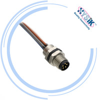 Conector de Panel Blindado Impermeable de 5 Pines M8 de Acero Inoxidable con Cable Trasero/Delantero para Señal
