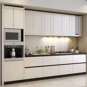 Grosir putih desain dapur modern murah melamin lemari dapur set dapur kayu