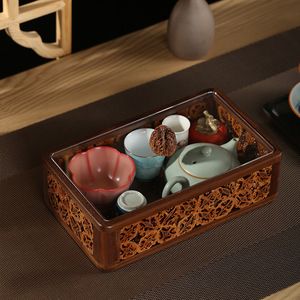 Handmade Walnut Wood Fruit Bowl With Dividers And Lid Four Compartment Storage Box For Home Use New Chinese Style - Product Image 2