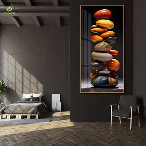 Décoration de salon de luxe, peinture sur toile imprimée haute définition, pierre colorée, porcelaine de cristal avec murale LED - Product Image 3