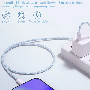 Câble de charge rapide USB-C vers USB-C tressé en nylon 1M 60W PD pour téléphones 17 16 15 /Pro Max, compatible Samsung Type C - Product Image 5