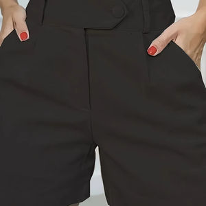 Femmes vacances décontracté mode élégant sports de plein air taille élastique couleur unie polyester shorts - Product Image 3