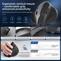 Mouse Optik Nirkabel Vertikal Ergonomis USB Isi Ulang 6 Tombol Sensor Fotoelektrik Penggunaan Dual-Mode Laptop Pekerjaan Kantor