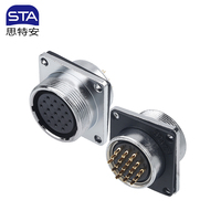 Konektor Sirkular WS24 2 3 4 9 10 12 19 Pin Paduan Seng Lurus Male Female Plug dengan Selubung PVC Soket Pemasangan Flens Persegi