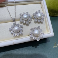 Ensemble de bijoux de luxe en zircon incrusté de perles d'eau douce véritables bijoux en plaqué or et argent à la mode bijoux naturels Peal