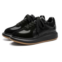 Vente en gros de baskets classiques épaisses blanches et noires, à semelle épaisse, style rétro, unies, avec logo personnalisé, chaussures décontractées à plateforme vierge