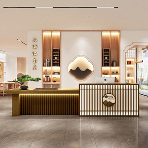 Nuevo estilo chino <span class=keywords><strong>original</strong></span> color madera cajero <span class=keywords><strong>escritorio</strong></span> mesa de té Arte Centro de Salud recepción bar salón de belleza recepción - Product Image 5
