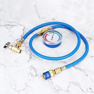Tuyau de charge de réfrigérant R134A avec manomètre, kit de remplissage de climatisation, outil de mesure de pression de <span class=keywords><strong>gaz</strong></span> compatible, réparation de climatisation automobile OLIVER - Product Image 4