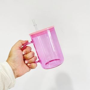 แก้วเยลลี่สีใส ปราศจากสาร BPA ขนาด 17 ออนซ์ แก้วกาแฟเย็น นม 17 ออนซ์ แก้วเปล่าสำหรับงานซับลิเมชั่น แก้วกาแฟมีหูจับ - Product Image 5