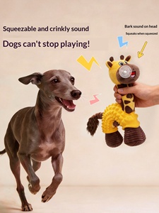 Large Dog Chew Toy Teething Durable Rubber <b>Plush</b> Novelty Cartoon Cute Giraffe Design Sound-Making Self-Entertaining Features - Product Image 2