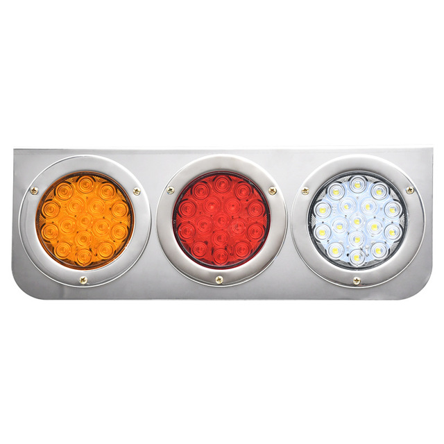 12V-24V Trailer Triple Combination Brake Turn Tail Lights with High/Low Beam for Trucks RV Tractor UTV Construction Vehicles