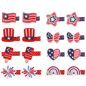 कस्टम बच्चों के धातु हेयरपिन कपड़े कढ़ाई संयुक्त राज्य ध्वज दिल के आकार के शीर्ष हैट बैंग्स एज क्लिप हेयर एक्सेसरीज़ - Product Image 2