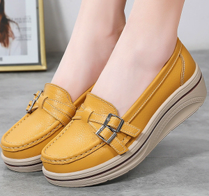 <strong>Women's</strong> Lightweight Slip-On <strong>s</strong> New Flat Bottom Versatile Casual Cowhide Single <strong>s</strong> Thick-Soled Breathable for Spring Summer - Product Image 2