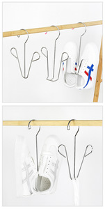 Scarpiera Pieghevole e Impilabile in Acciaio Inossidabile a Singolo Ripiano per Balcone <span class=keywords><strong>Esterno</strong></span> con Design Rinforzato e Gancio per Scarpe - Product Image 6