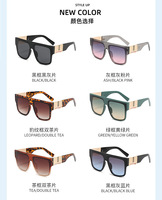 Lunettes de soleil de luxe à dessus plat en métal, branches personnalisées, grand cadre carré, Logo personnalisé, lunettes de soleil classiques pour femmes, PC, 2022