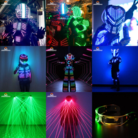 Disfraz de Robot LED con Control Remoto, Ropa Brillante, Casco de DJ para Discoteca, Color Personalizado, Plástico y Metal, para Halloween, VIP, Baile