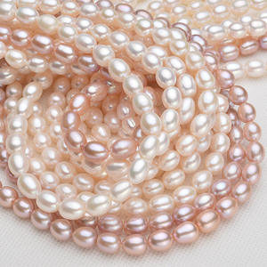 Collier de perles d'eau douce blanches et roses Dailan 7-8MM en forme de riz, perles blanches et roses semi-finies en vrac, vente en gros BXL119-178 - Product Image 1