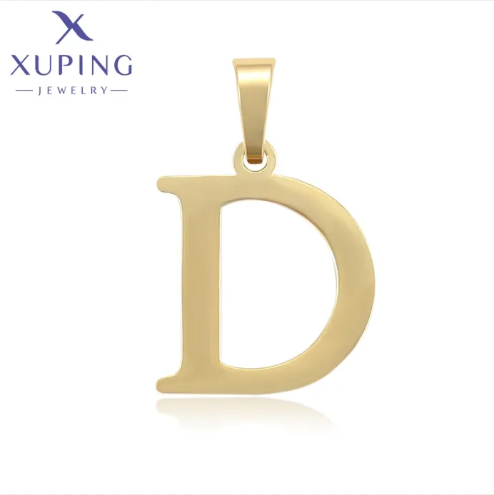 A00573016 Xuping Jewelry joyería de moda regalo simple clásico letra media D 14K color colgante de acero inoxidable