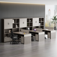 Escritorio Doble/Cuádruple Moderno y Sencillo con Gabinete Alto para Oficina Financiera, para Dos Personas, Supervisor