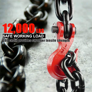 1/2 ''X 10FT Binder <span class=keywords><strong>Chain</strong></span>, G80 Abschlepp kette mit Gabelkopf-Greif haken, Pfund sichere Arbeitslast, Transport kette - Product Image 4