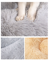 Nouveau lit-coussin pour chat et chien 2021, design de créateur, forme donut, en fausse fourrure unie, luxueux et doux, pour l'hiver et le printemps, taille et couleur personnalisables