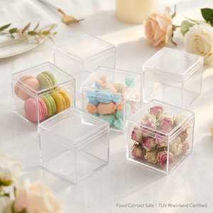 Caja Cuadrada de Acrílico Transparente para Alimentos con Tapa, para Dulces de Boda, Recuerdos de Baby Shower, Regalos al por Mayor, Libre de BPA, con Logotipo Personalizado - Product Image 2