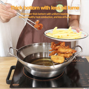 หม้อทอดสแตนเลสพร้อมตะกร้าสำหรับบะหมี่เฟรนช์ฟรายไก่ทอดเทมปุระ304สั่งซื้อขั้นต่ำ100ชิ้น - Product Image 5