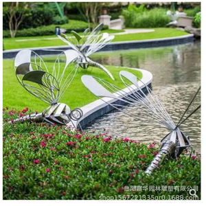 Escultura de Libélula de Acero Inoxidable Pulido para Decoración de Jardín Exterior, Arte Paisajístico Independiente con Forma de Animal - Product Image 1