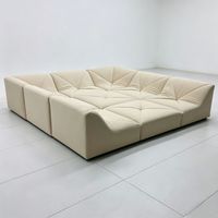 Ensemble de canapés modulaires de style Dune avec design carré inclinable - Canapé en tissu rembourré d'éponge pour les zones de jeux des enfants, les salons familiaux