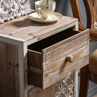 Armoire de rangement multifonctionnelle en bois massif sculpté de style marocain, commode à tiroirs à porte unique de style campagnard américain, décorative pour hôtel