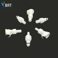 Raccords de tuyauterie moulés par injection BRT, connecteur mâle à connexion rapide avec vanne d'arrêt en POM, à sertir pour applications de systèmes d'encre d'imprimante