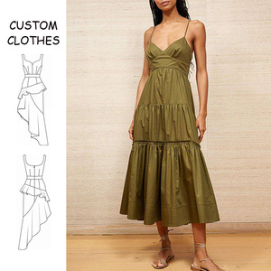 OEM all'ingrosso personalizzato pieghettato estate Midi personalizzato lungo da donna alla moda <span class=keywords><strong>vestiti</strong></span> eleganti occidentali modesti abiti di <span class=keywords><strong>cotone</strong></span> estate - Product Image 1