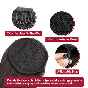 <span class=keywords><strong>Queue</strong></span> <span class=keywords><strong>de</strong></span> <span class=keywords><strong>cheval</strong></span> micro-bouclée à cordon <span class=keywords><strong>de</strong></span> serrage, extension naturelle et volumineuse noire en fibre haute température, 140g, durée <span class=keywords><strong>de</strong></span> vie 6 mois - Product Image 3