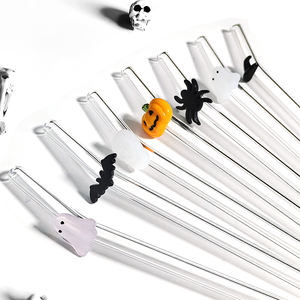 可重复使用的万圣节系列彩色玻璃吸管配件环保酒吧饮水器散装包装 - Product Image 3