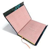 Carnet de notes/journal à couverture rigide en papier personnalisé de haute qualité, gaufrage, vernis sélectif UV, fermeture magnétique, bordure dorée noire, cadeau