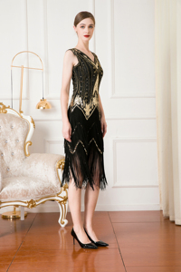 Robe Gatsby à paillettes frangées pour femmes 1920S Roaring 20s <span class=keywords><strong>Accessoires</strong></span> - Product Image 2