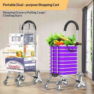 Chariot de courses pliable en alliage d'aluminium, petit, léger, à deux roues amovibles avec barre de traction, multi-usages pour l'achat de légumes - Product Image 1